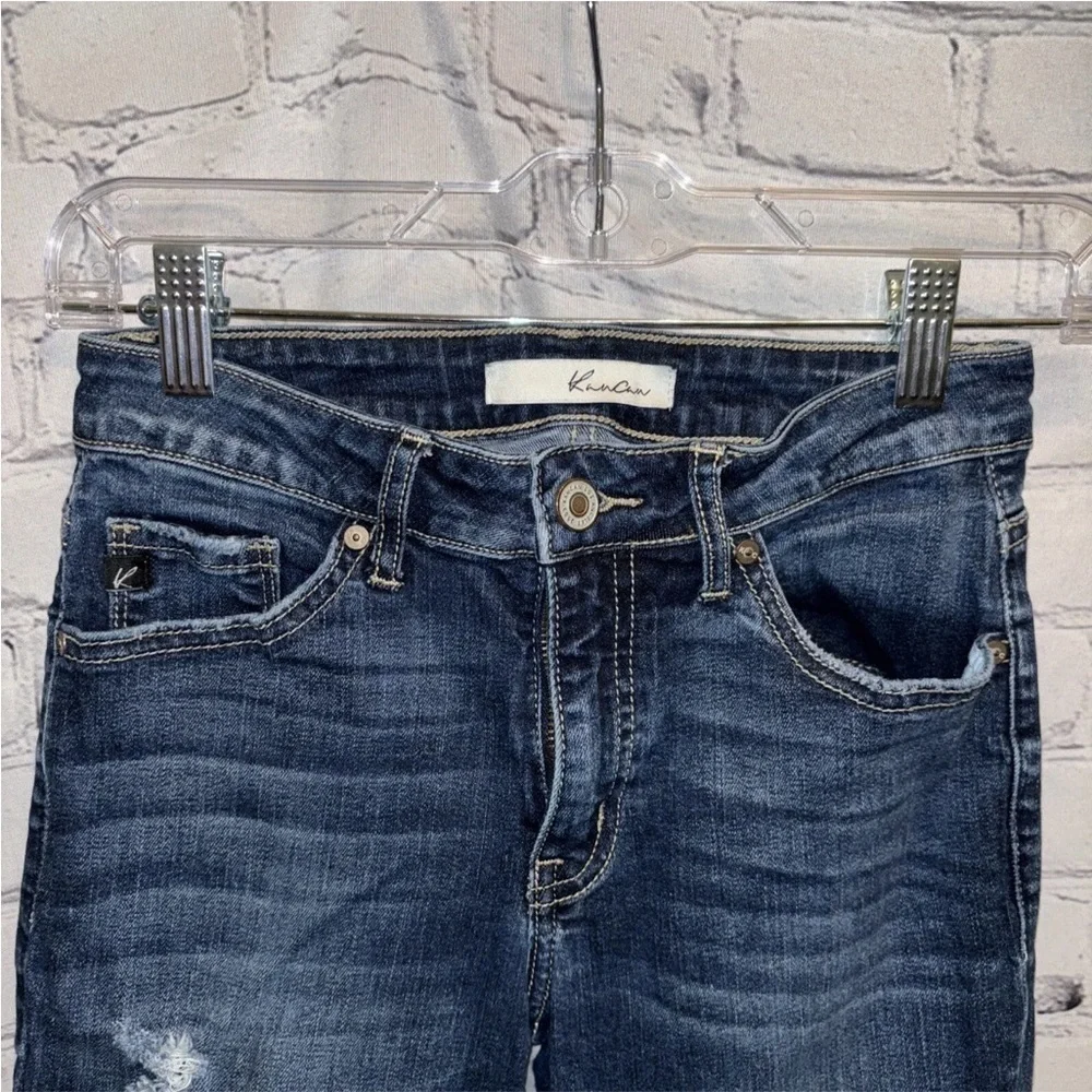KanCan Estilo Jeans Women’s Sz 25 Blue Wash Mid Rise Skinny Distressed Denim